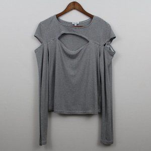 Splendid Black & White Eyelet Chest Longsleeve Top